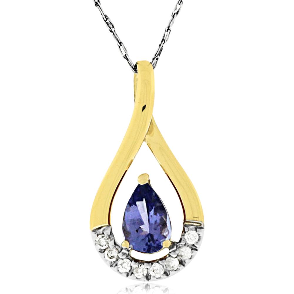 Royal 14K Yellow Gold Tanzanite & Diamond Pendant - Celestial Charm