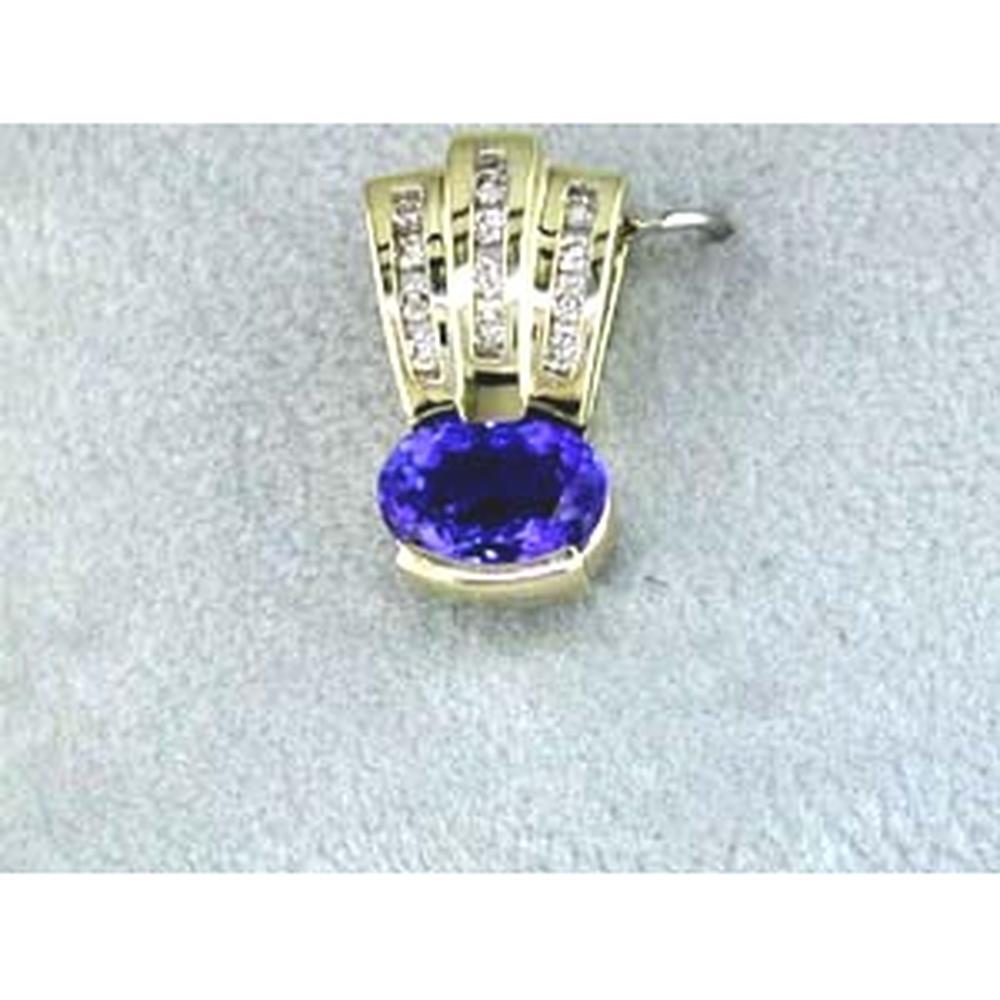 Royal 14K Yellow Gold Tanzanite & Diamond Pendant - Celestial Elegance