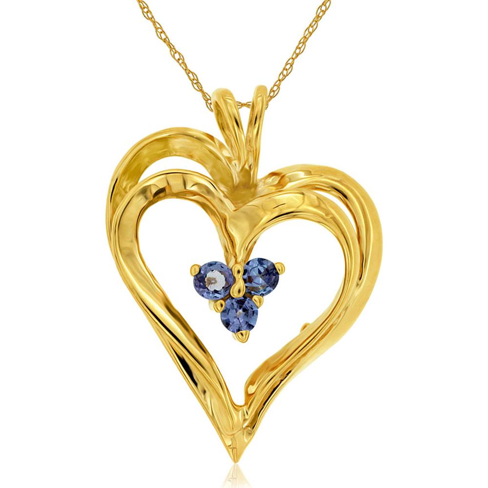 Royal 14K Yellow Gold Tanzanite & Diamond Pendant - Elegant Beauty