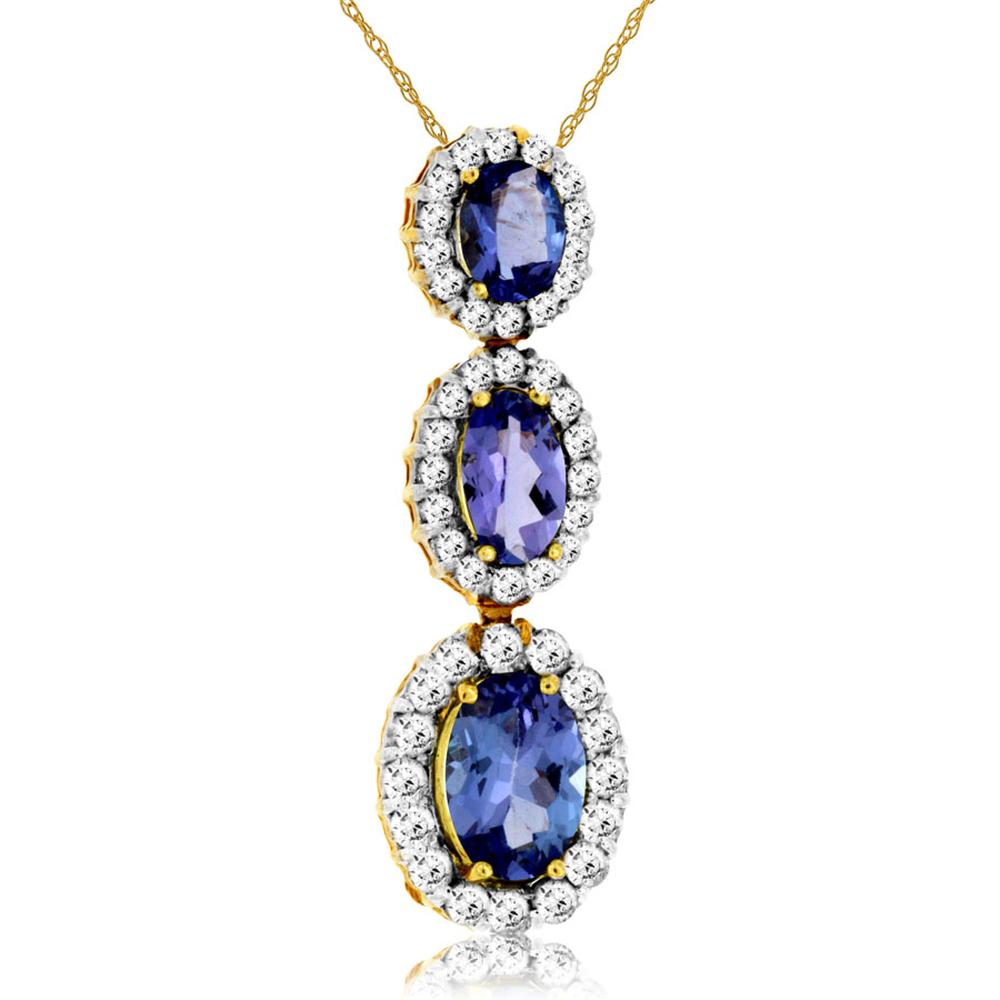 Royal 14K Yellow Gold Tanzanite & Diamond Pendant - Elegant Oval Necklace