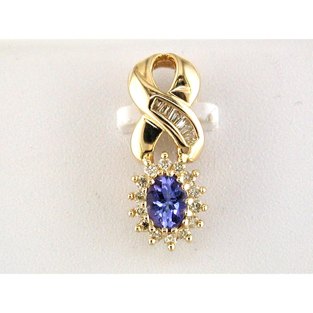 Royal 14K Yellow Gold Tanzanite & Diamond Pendant - Elegant Statement Piece