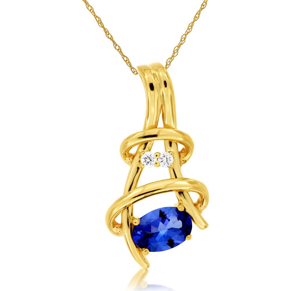 Royal 14K Yellow Gold Tanzanite & Diamond Pendant - Elegant Transformation