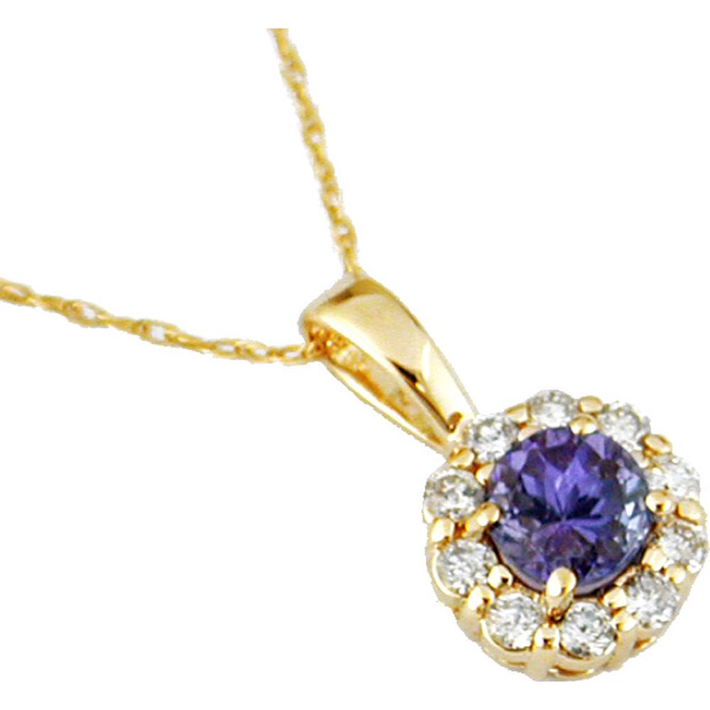 Royal 14K Yellow Gold Tanzanite & Diamond Princess Di Pendant - 0.70 Carat Tanzanite