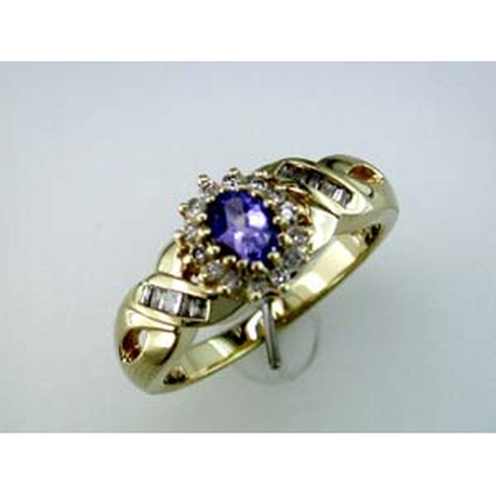 Royal 14K Yellow Gold Tanzanite & Diamond Ring - 0.35 Carat Oval Tanzanite with 0.25 Carat Total Diamond Weight
