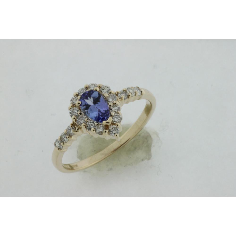 Royal 14K Yellow Gold Tanzanite and Diamond Ring - 0.42 Carat Tanzanite, 0.40 Carat Diamonds