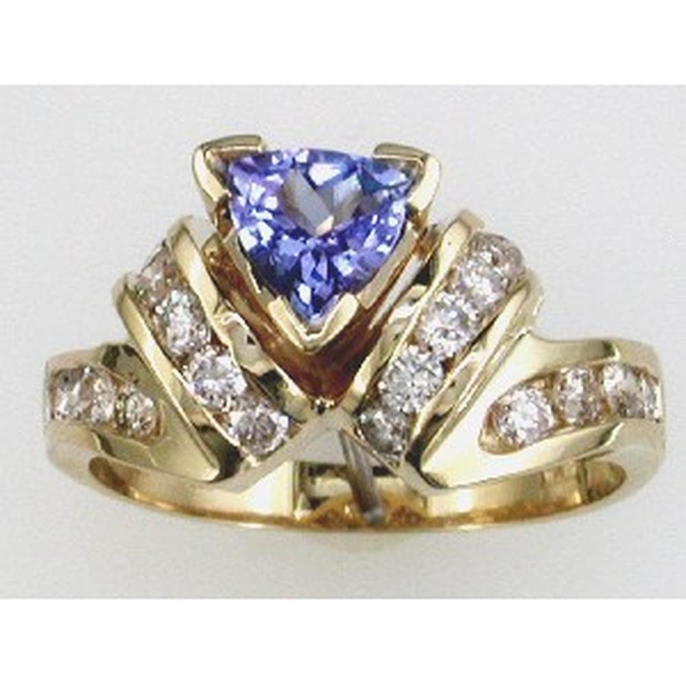 Royal 14K Yellow Gold Tanzanite & Diamond Ring - 0.60 Carat Tanzanite, Round Diamonds