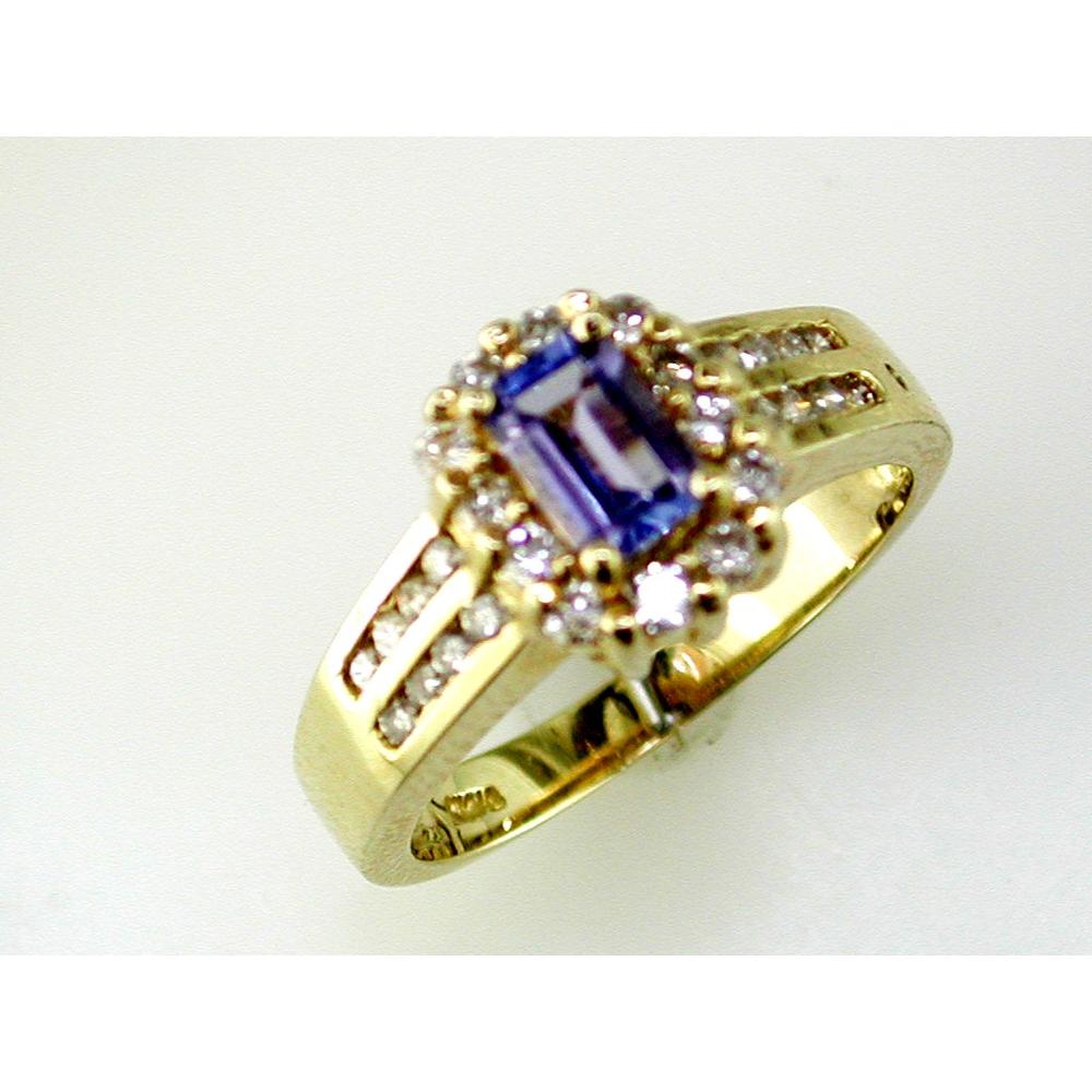 Royal 14K Yellow Gold Tanzanite & Diamond Ring - 0.70 Carat Tanzanite - Round Diamonds