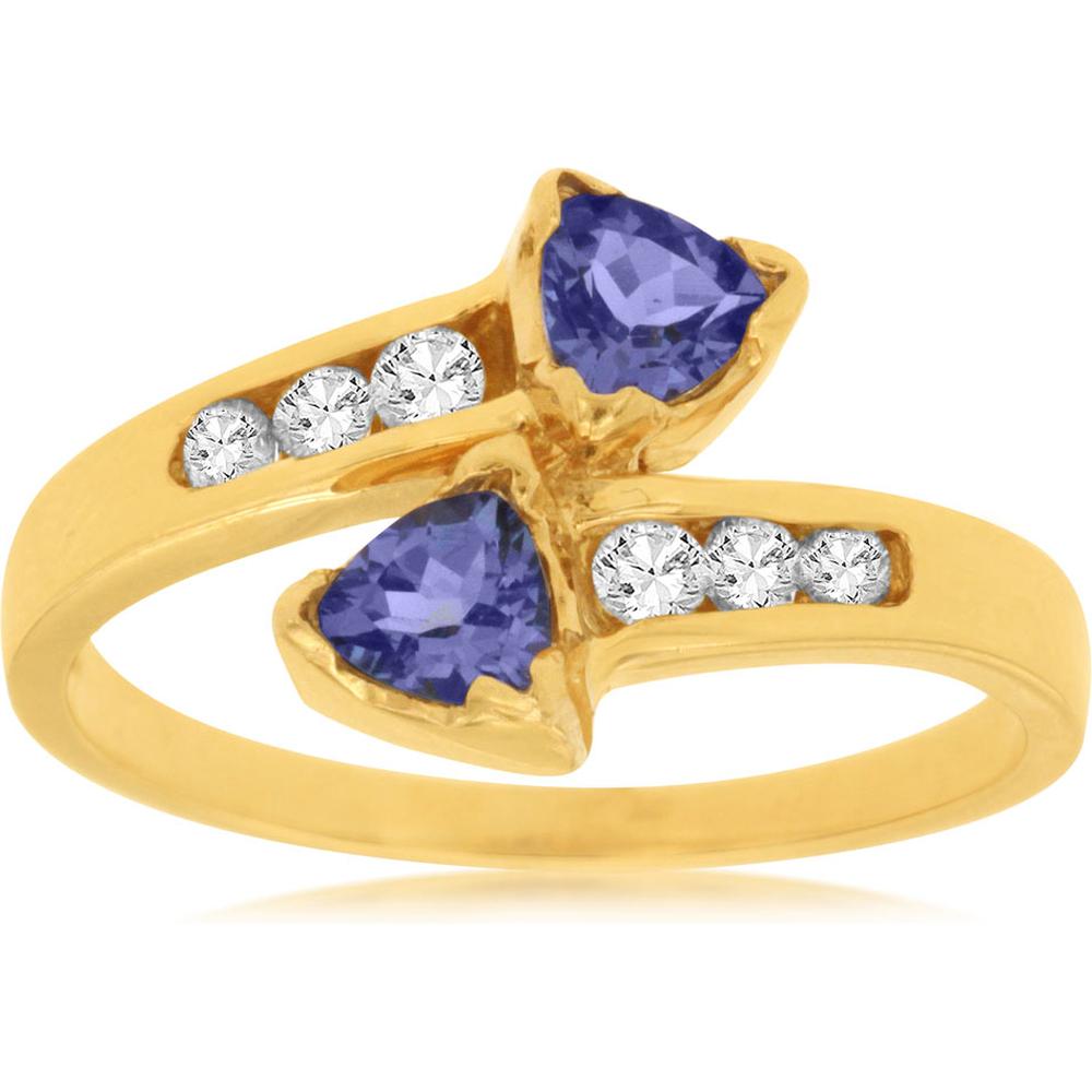 Royal 14K Yellow Gold Tanzanite & Diamond Ring - 0.70 Carat Total Gem Weight
