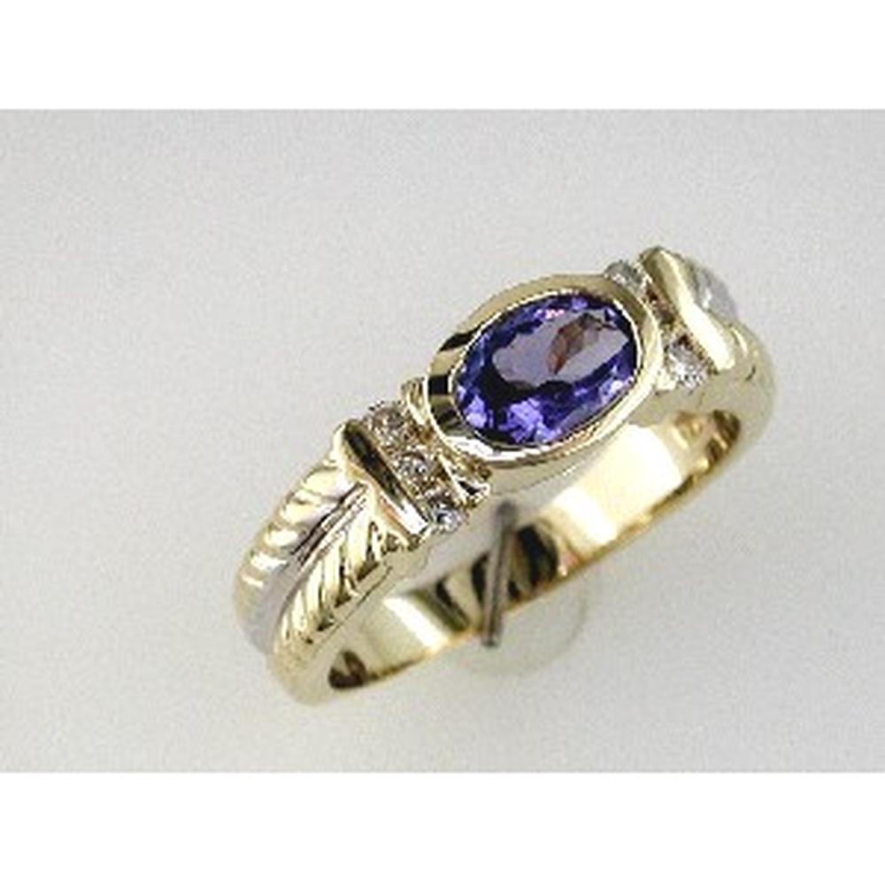 Royal 14K Yellow Gold Tanzanite & Diamond Ring - 0.75 Carat Tanzanite, 0.12 Carat Diamond Total Weight