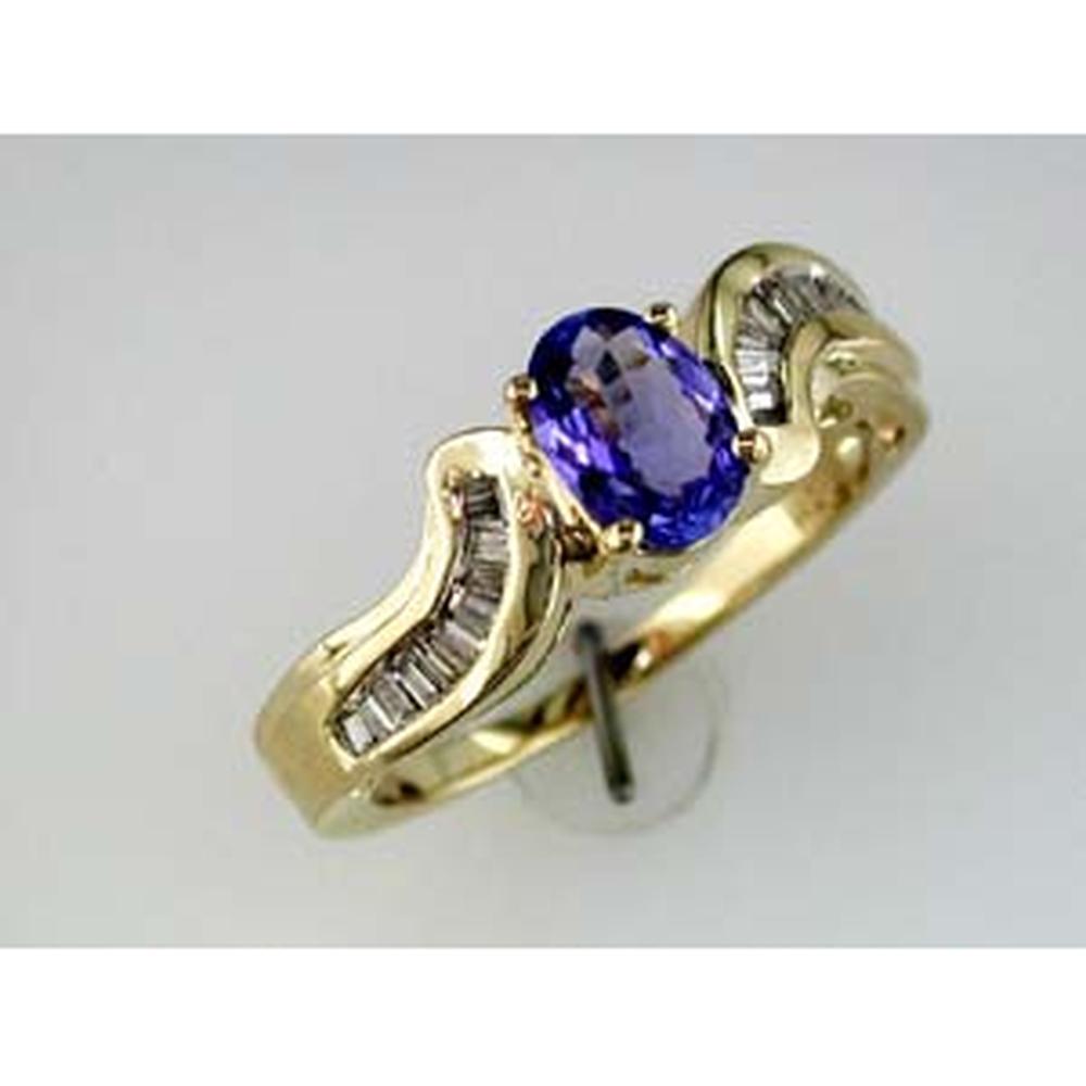 Royal 14K Yellow Gold Tanzanite & Diamond Ring - 0.75 Carat Tanzanite, Baguette Diamonds