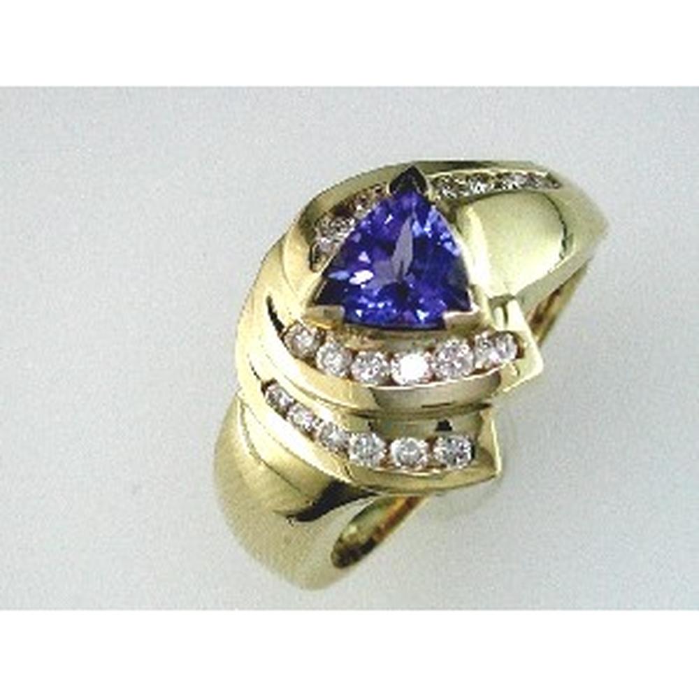 Royal 14K Yellow Gold Tanzanite & Diamond Ring - 0.75 Carat Tanzanite, Round Diamonds