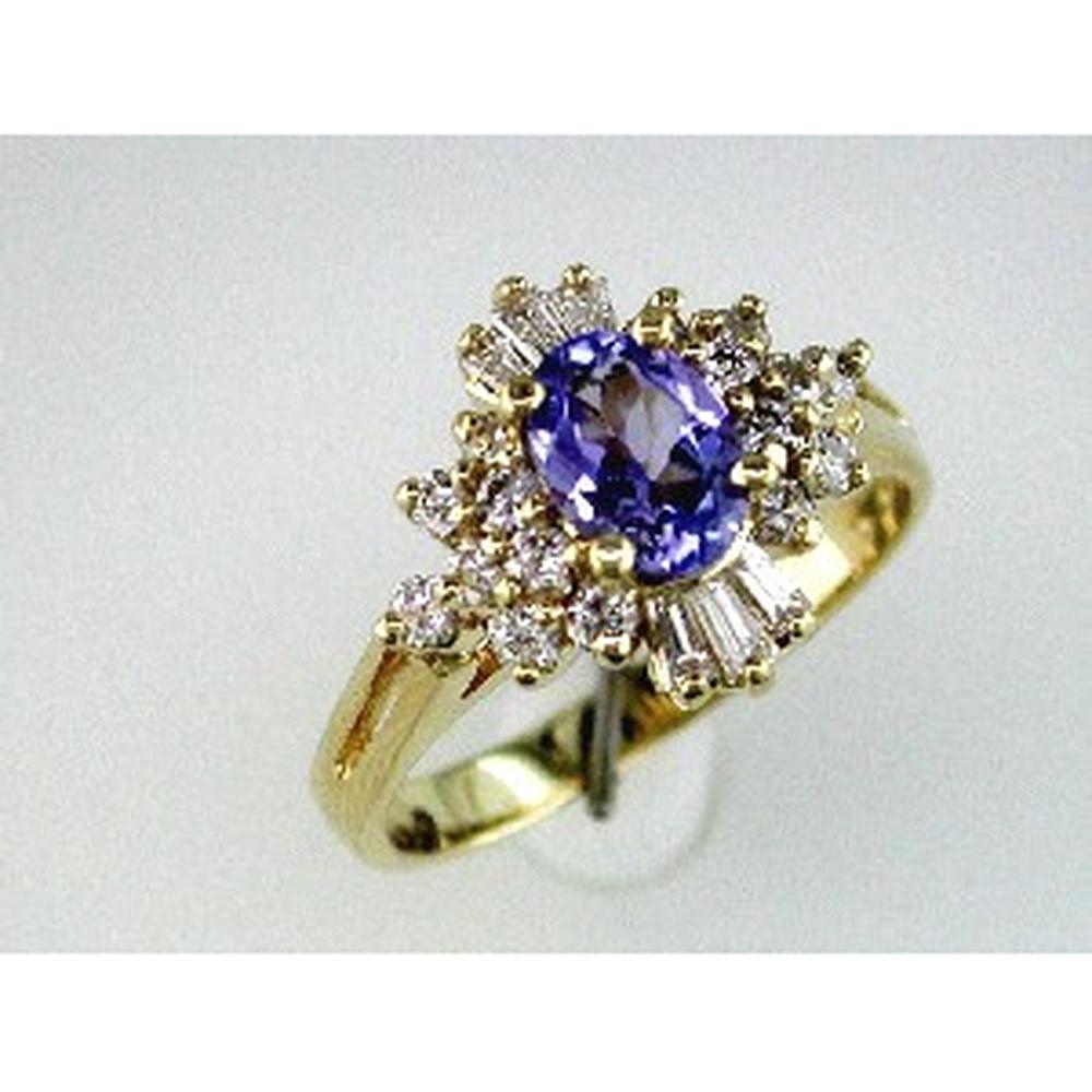 Royal 14K Yellow Gold Tanzanite & Diamond Ring - 0.80 Carat Tanzanite, Baguette and Round Diamonds