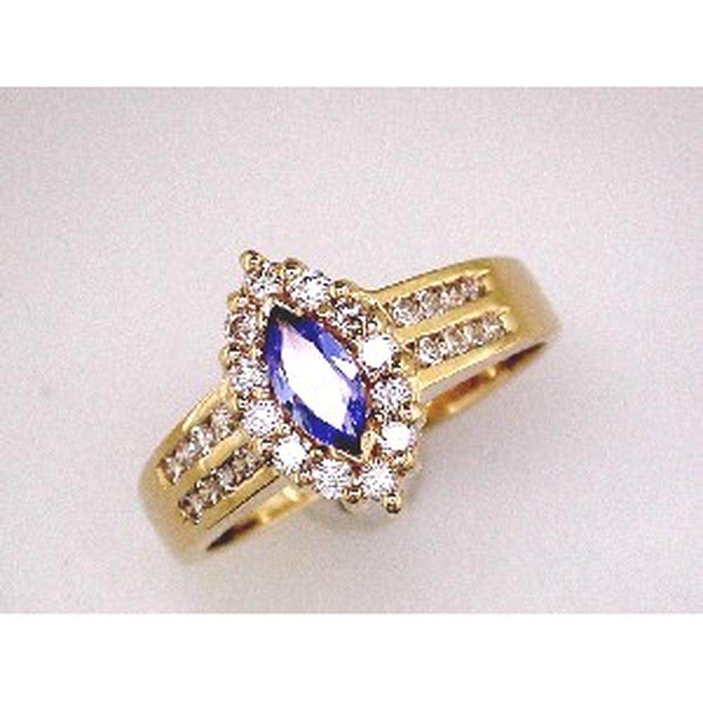 Royal 14K Yellow Gold Tanzanite & Diamond Ring - 0.95 Carat Total Gem Weight