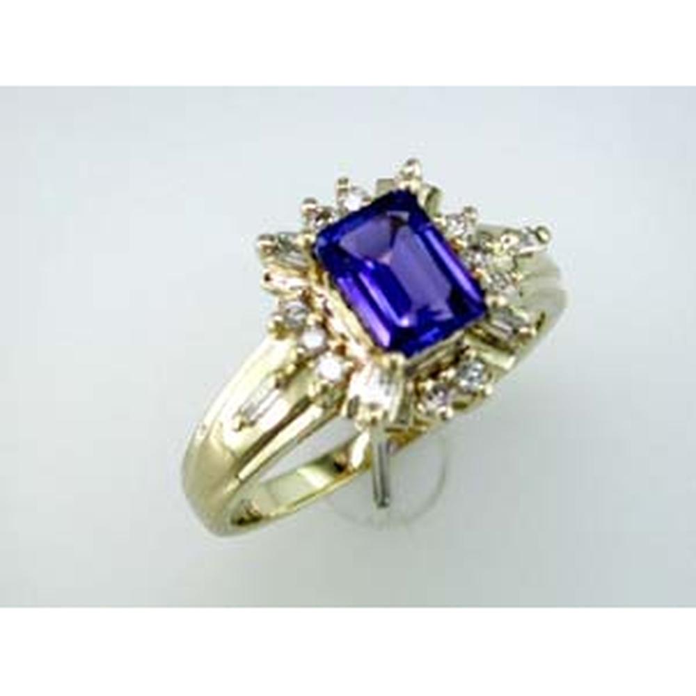 Royal 14K Yellow Gold Tanzanite & Diamond Ring - 1.00 Carat Tanzanite