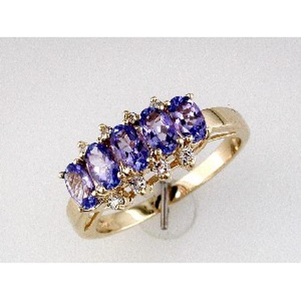 Royal 14K Yellow Gold Tanzanite & Diamond Ring - 1.05 Carat Oval Tanzanite - 0.18 Carat Total Diamond Weight