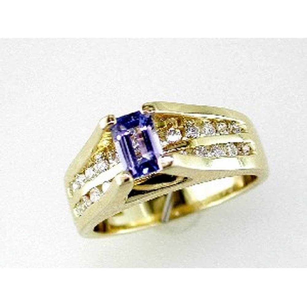 Royal 14K Yellow Gold Tanzanite & Diamond Ring - 1.13 Carat Total Gem Weight