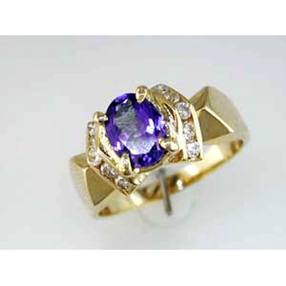 Royal 14K Yellow Gold Tanzanite & Diamond Ring - 1.30 Carat Tanzanite, Round Diamonds