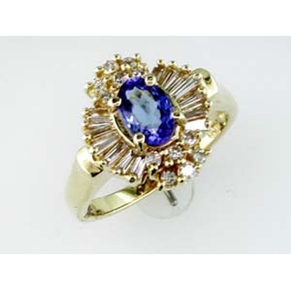 Royal 14K Yellow Gold Tanzanite & Diamond Ring - 1.35 Carat Total Gem Weight