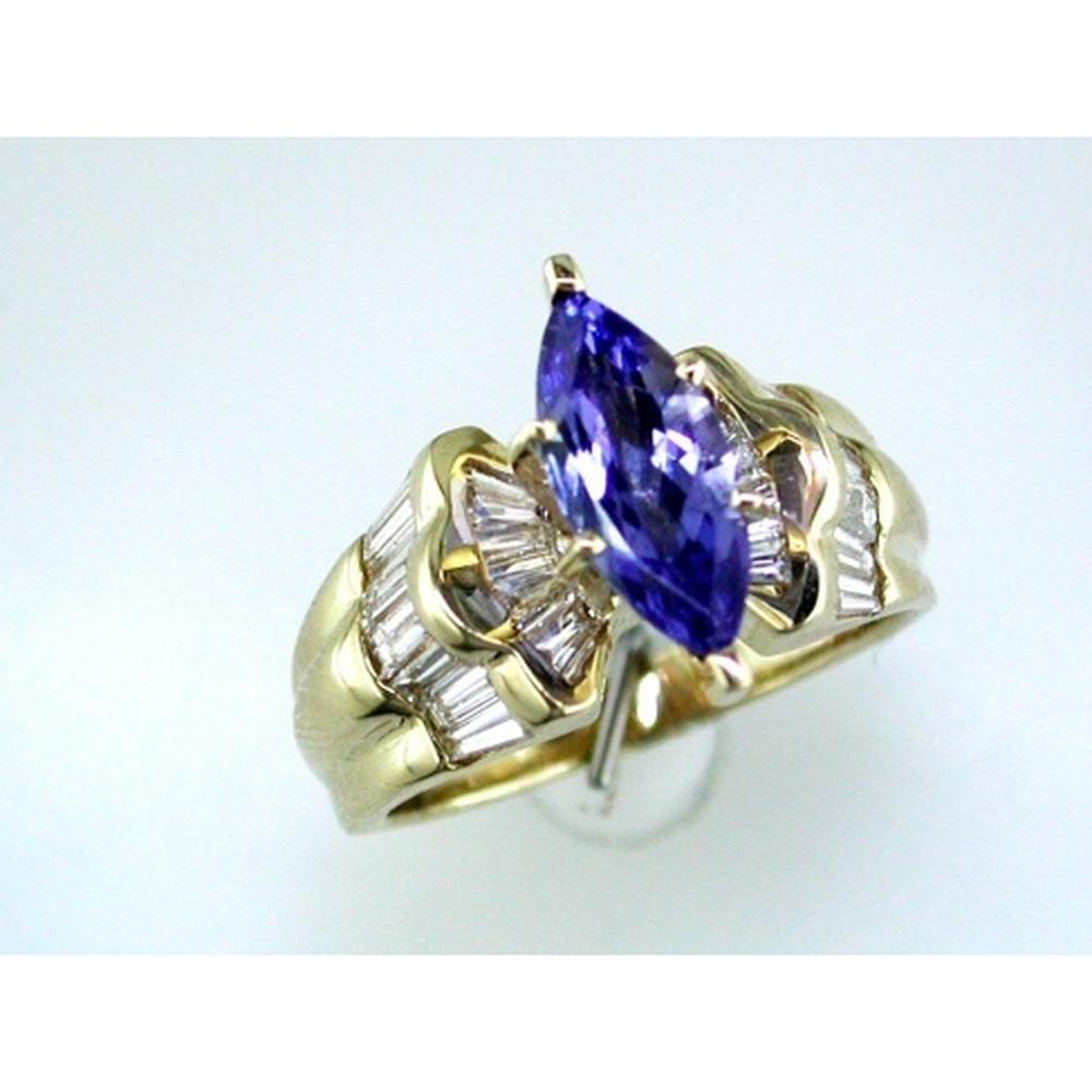 Royal 14K Yellow Gold Tanzanite & Diamond Ring - 1.50 Carat Tanzanite, 1.17 Carat Total Diamond Weight