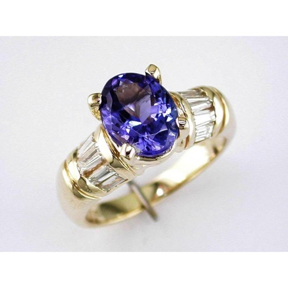 Royal 14K Yellow Gold Tanzanite & Diamond Ring - 2.75 Carat Tanzanite, 0.95 Carat Diamond Total Weight