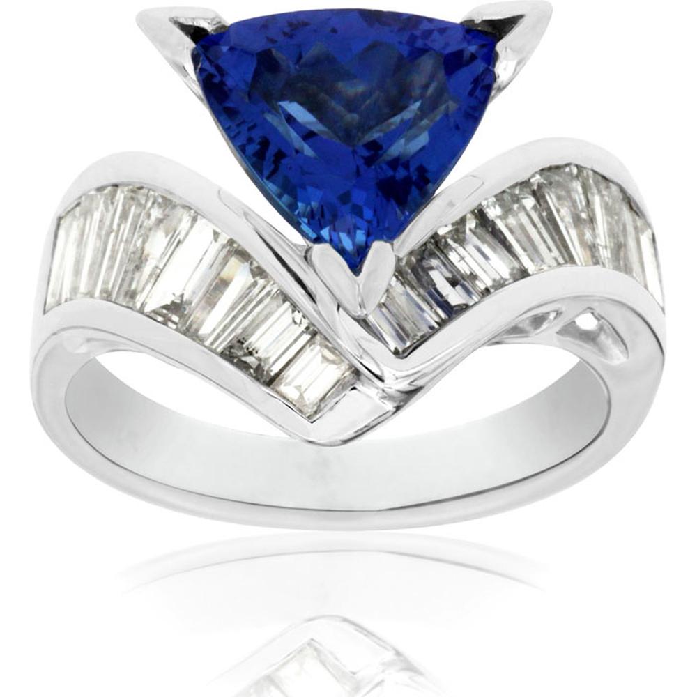 Royal 14K Yellow Gold Tanzanite & Diamond Ring - 3.85 Carat Total Gem Weight