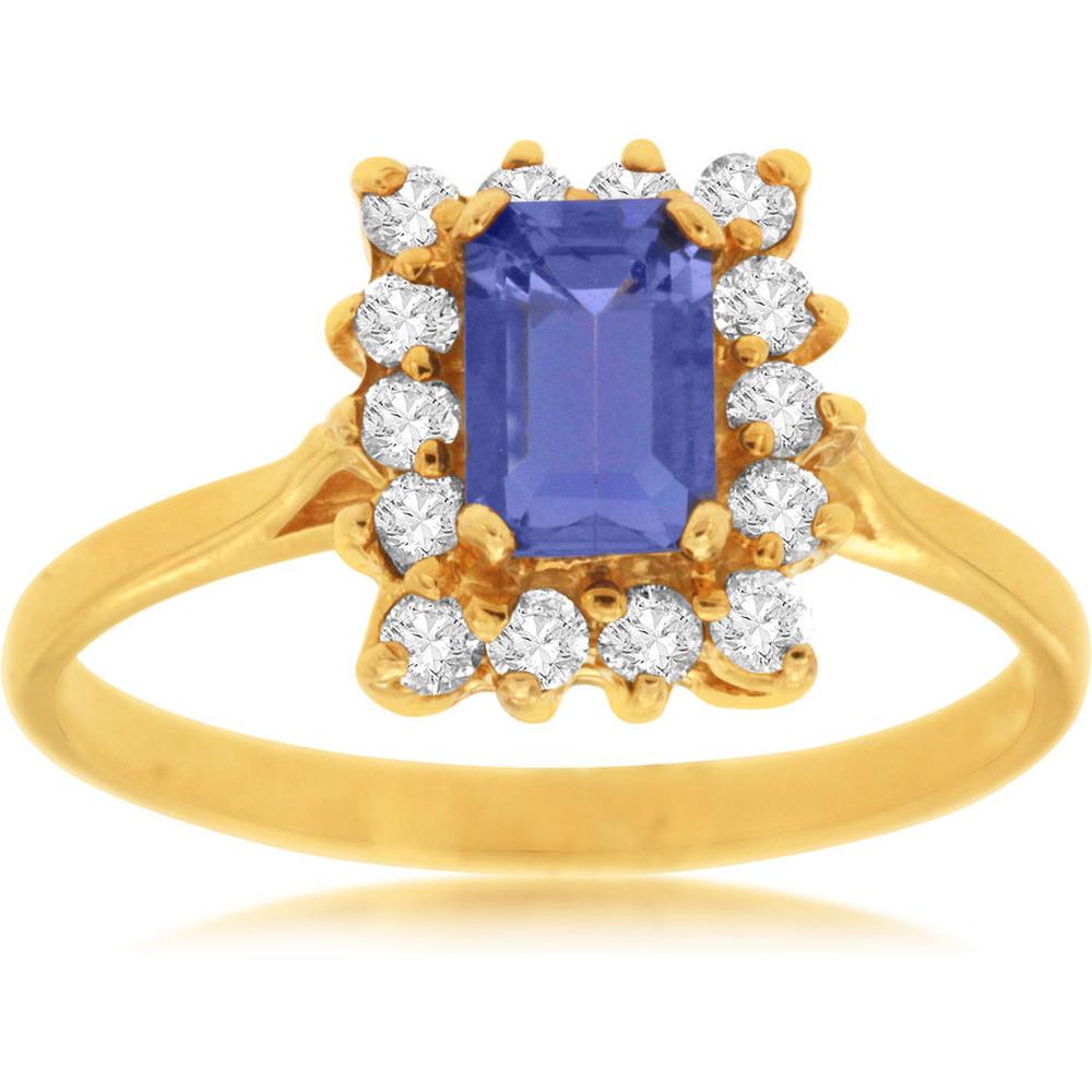 Royal 14K Yellow Gold Tanzanite & Diamond Ring - Captivating Elegance