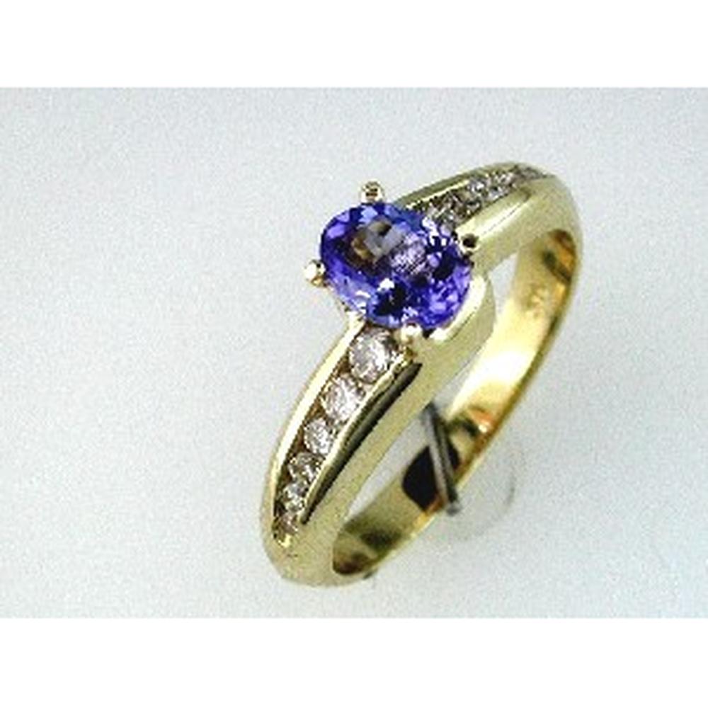 Royal 14K Yellow Gold Tanzanite & Diamond Ring - Celestial Elegance