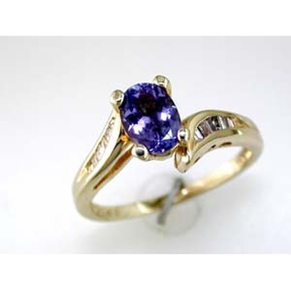 Royal 14K Yellow Gold Tanzanite & Diamond Ring - Elegant Oval Cut Statement Piece