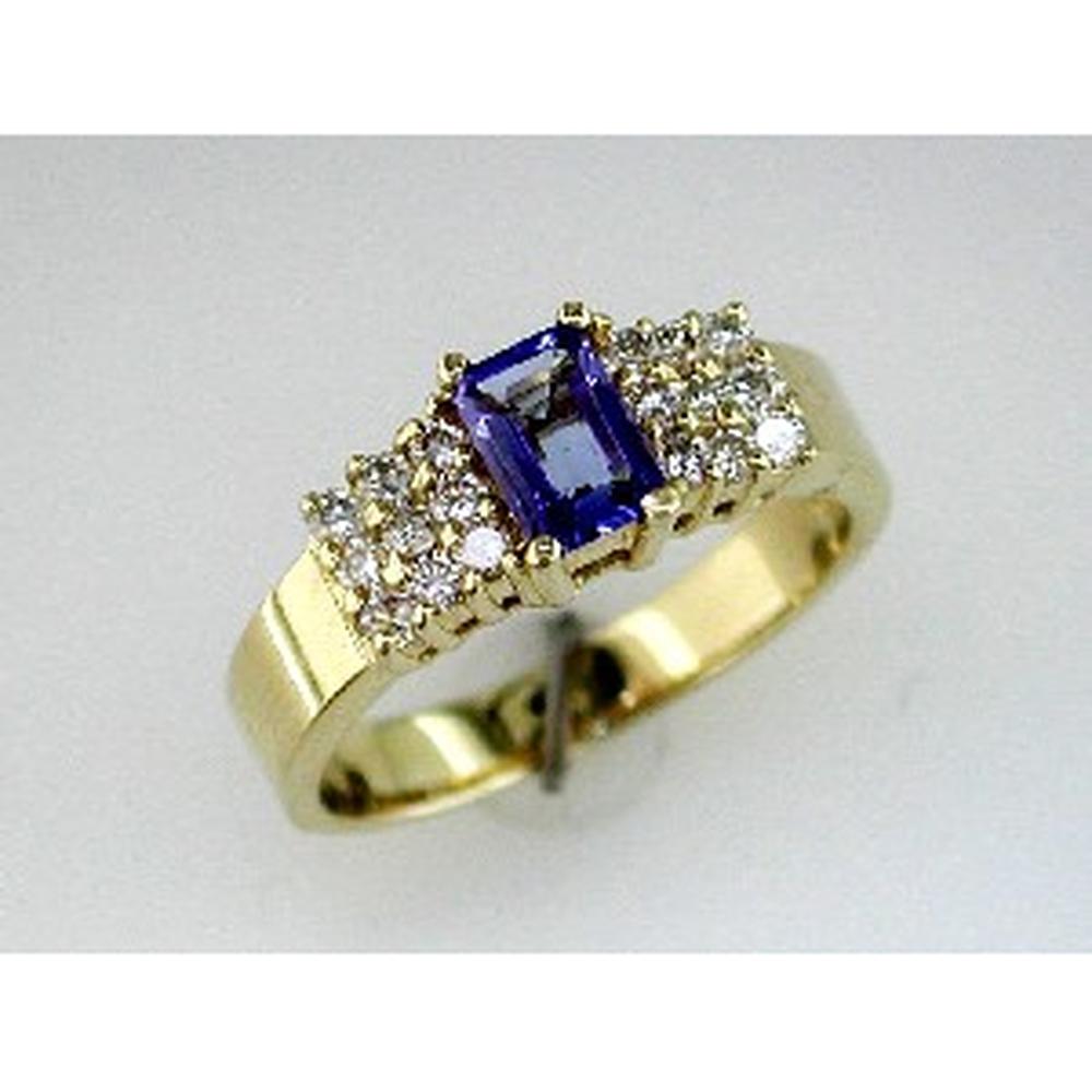 Royal 14K Yellow Gold Tanzanite and Diamond Ring - Enchanting Beauty