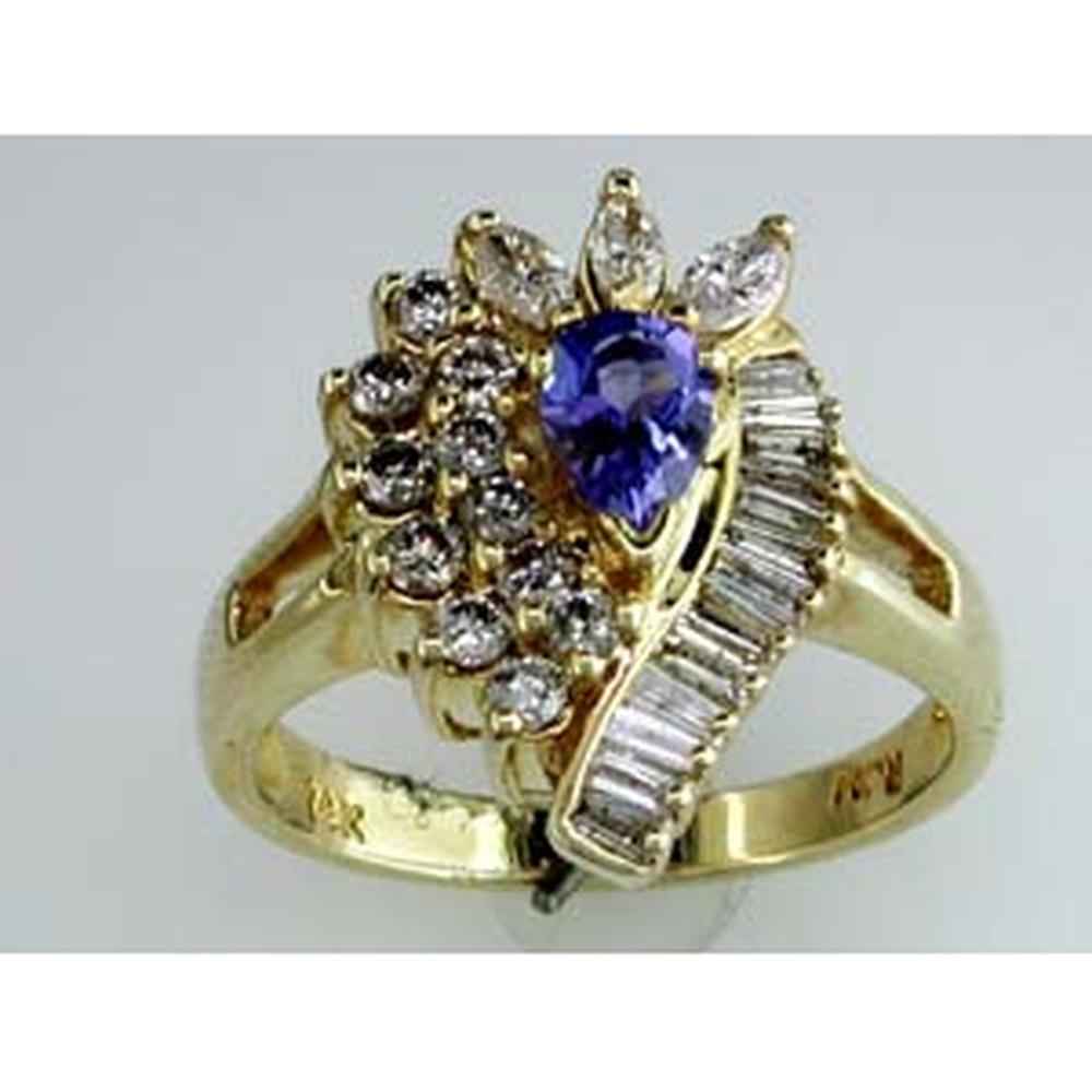 Royal 14K Yellow Gold Tanzanite & Diamond Ring - Ethereal Elegance