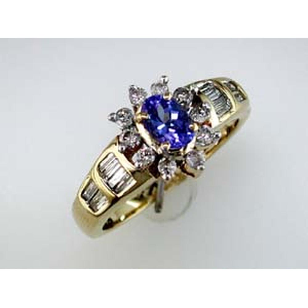 Royal 14K Yellow Gold Tanzanite & Diamond Ring - Ethereal Elegance