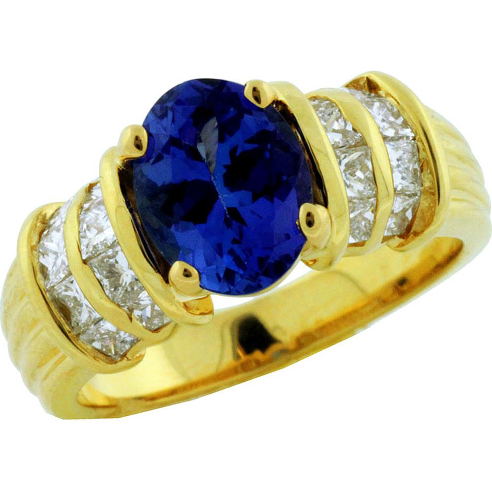 Royal 14K Yellow Gold Tanzanite & Diamond Ring - Exquisite Beauty