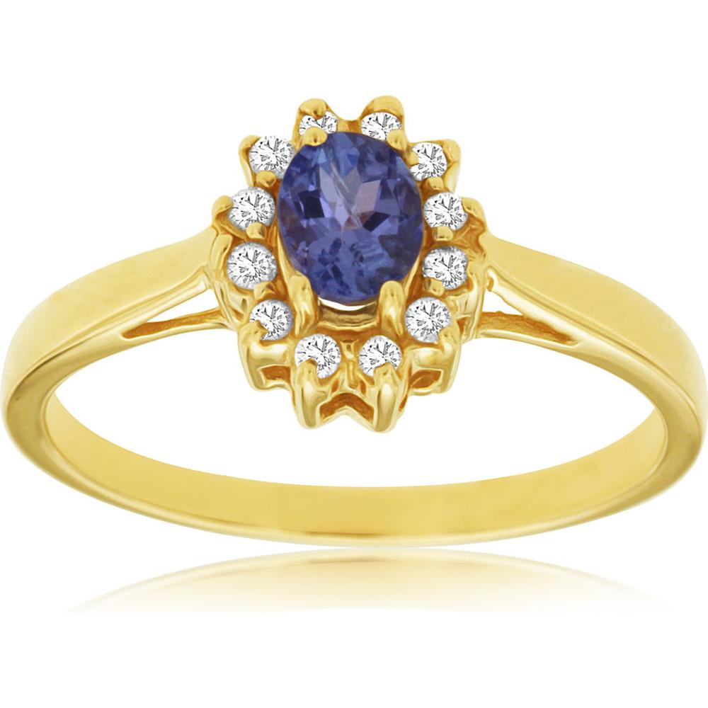 Royal 14K Yellow Gold Tanzanite & Diamond Ring - Exquisite Elegance