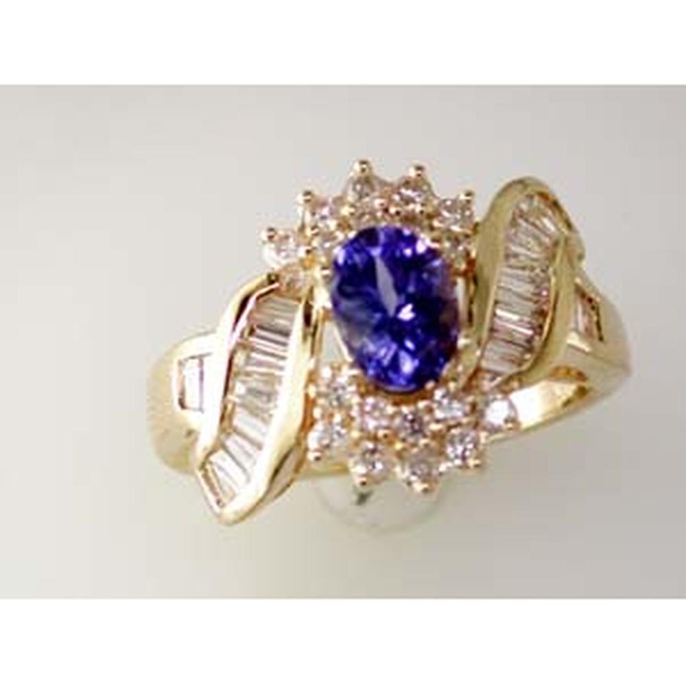 Royal 14K Yellow Gold Tanzanite and Diamond Ring - Exquisite Elegance