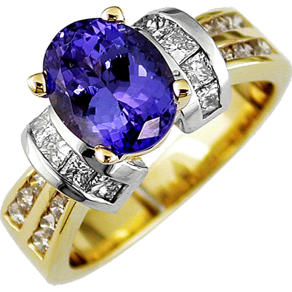 Royal 14K Yellow Gold Tanzanite & Diamond Ring - Exquisite Oval Gemstone Brilliance