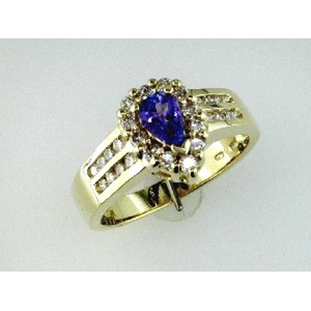 Royal 14K Yellow Gold Tanzanite & Diamond Ring - Radiant Elegance