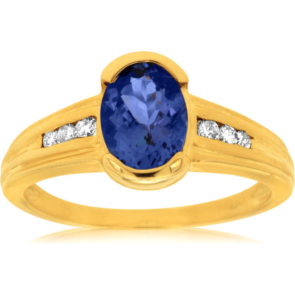 Royal 14K Yellow Gold Tanzanite and Diamond Ring - Timeless Elegance