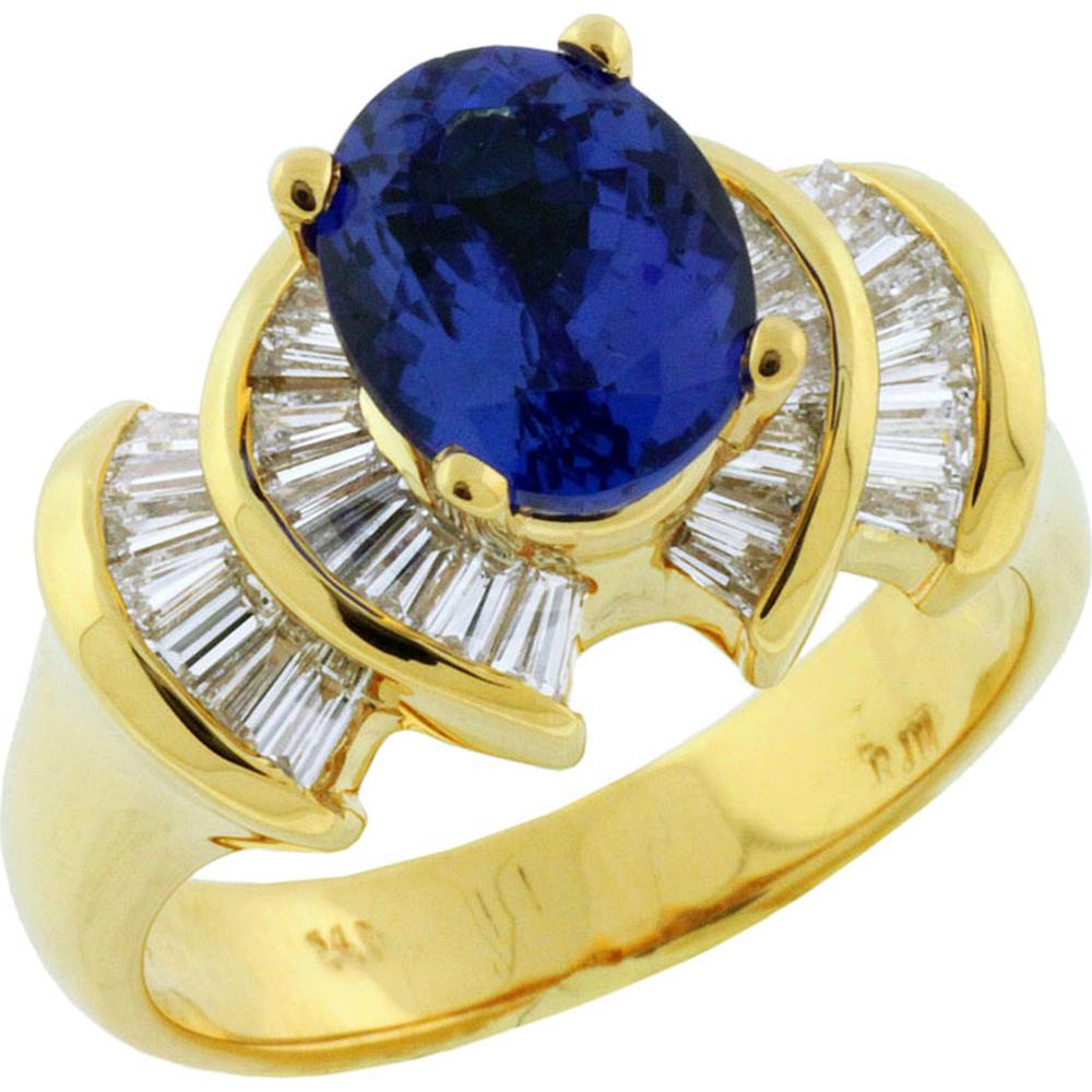 Royal 14K Yellow Gold Tanzanite & Diamond Ring - Timeless Elegance with Radiant Allure