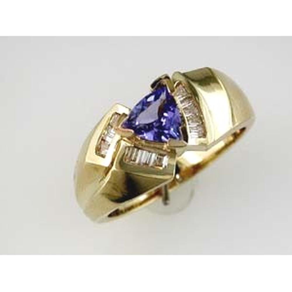 Royal 14K Yellow Gold Tanzanite & Diamond Trillion-Cut Ring - 0.51 Carat Tanzanite, 0.25 Carat Diamond Total