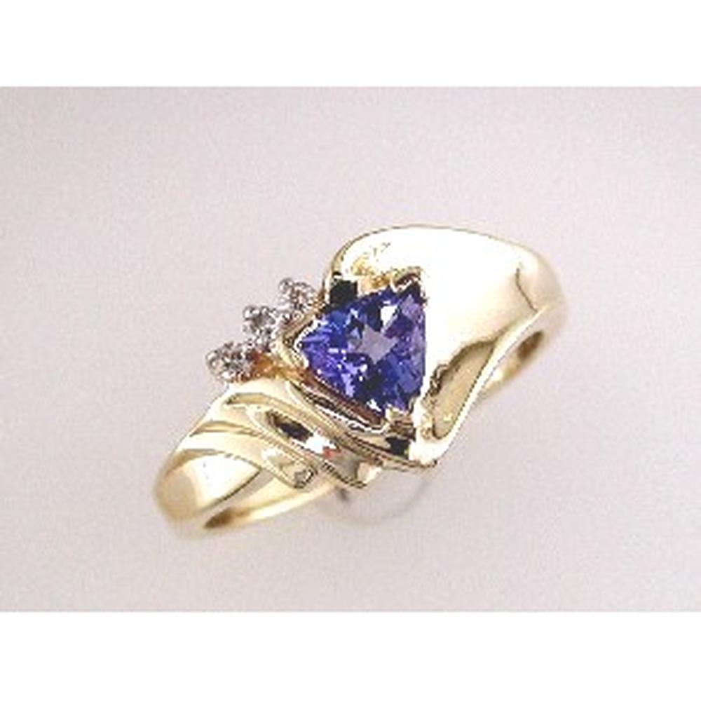 Royal 14K Yellow Gold Tanzanite & Diamond Trillion-Cut Ring - 0.55 Carat Tanzanite, 0.07 Carat Diamonds