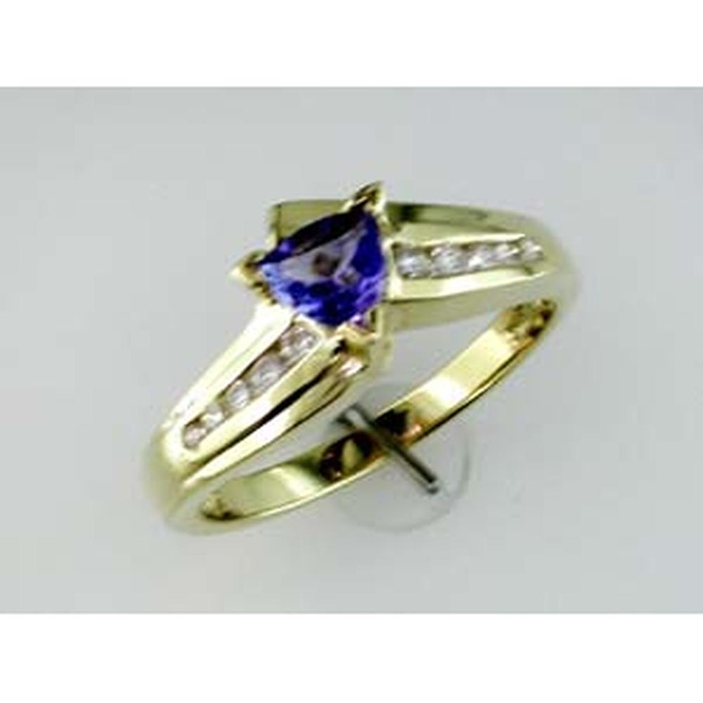 Royal 14K Yellow Gold Tanzanite & Diamond Trillion-Cut Ring - 0.57 Carat Total Gem Weight