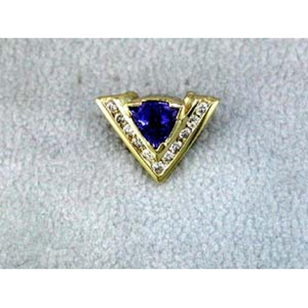 Royal 14K Yellow Gold Tanzanite & Diamond Trillion Pendant - 0.60 Carat Tanzanite, 0.24 Carat Diamonds