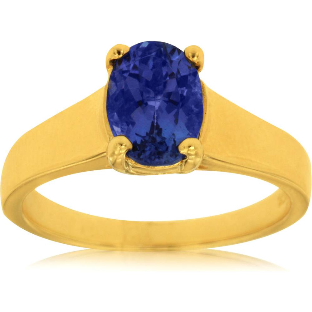 Royal 14K Yellow Gold Tanzanite Ring - 1.30 Carat Tanzanite Total Weight