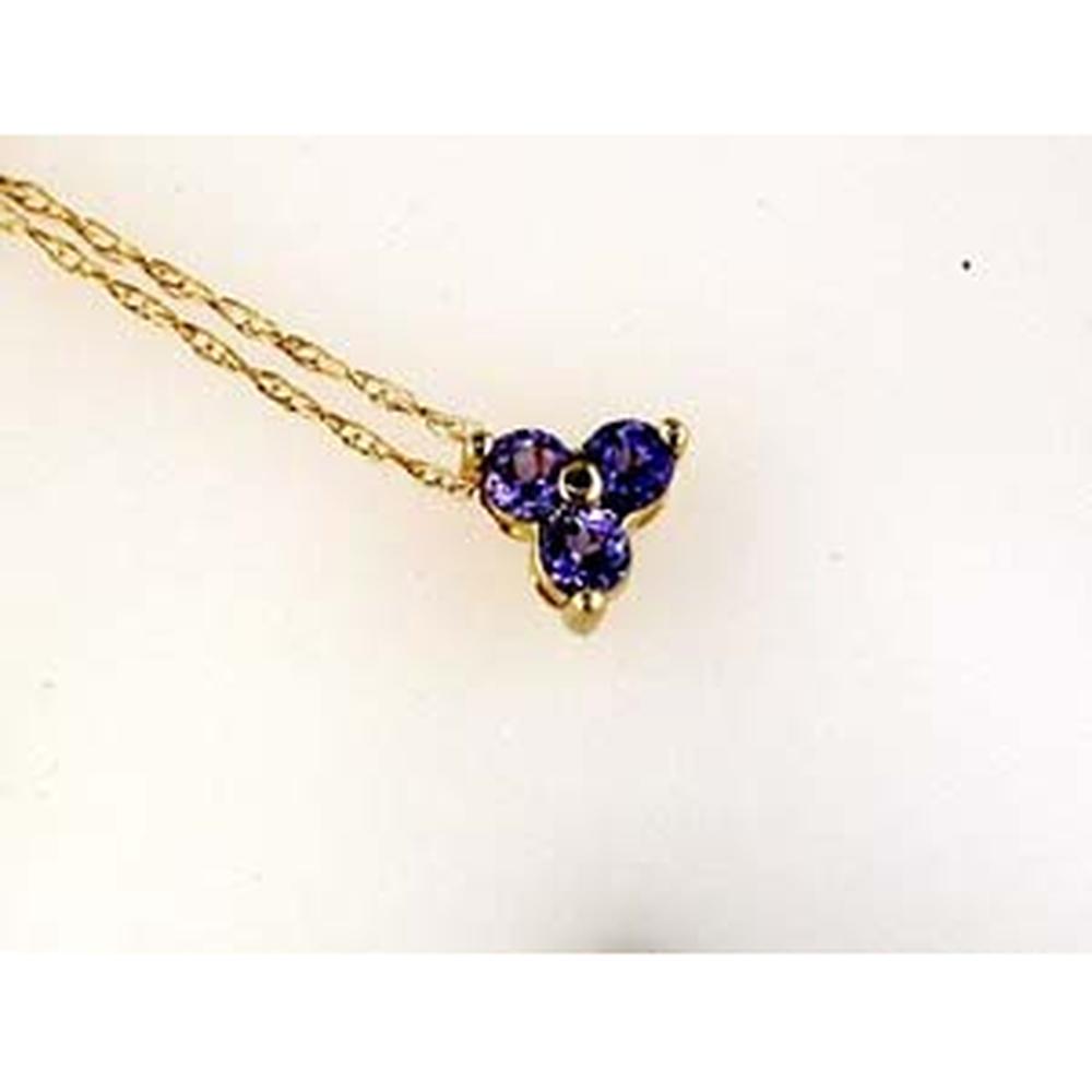 Royal 14K Yellow Gold Tanzanite Three Stone Necklace - 0.25 Carat Total Weight