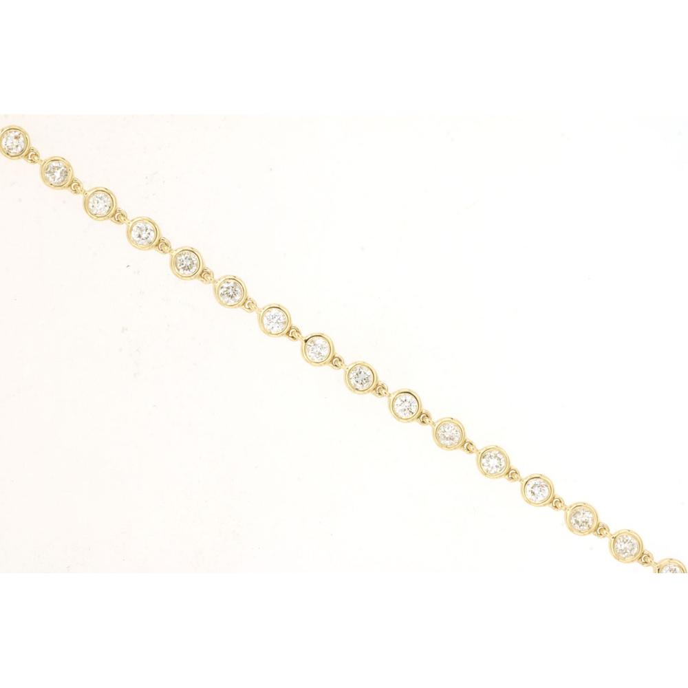 Royal 14K Yellow Gold Tennis Bracelet with Bezel Set Round Diamonds - 1.00 Carat Total Diamond Weight