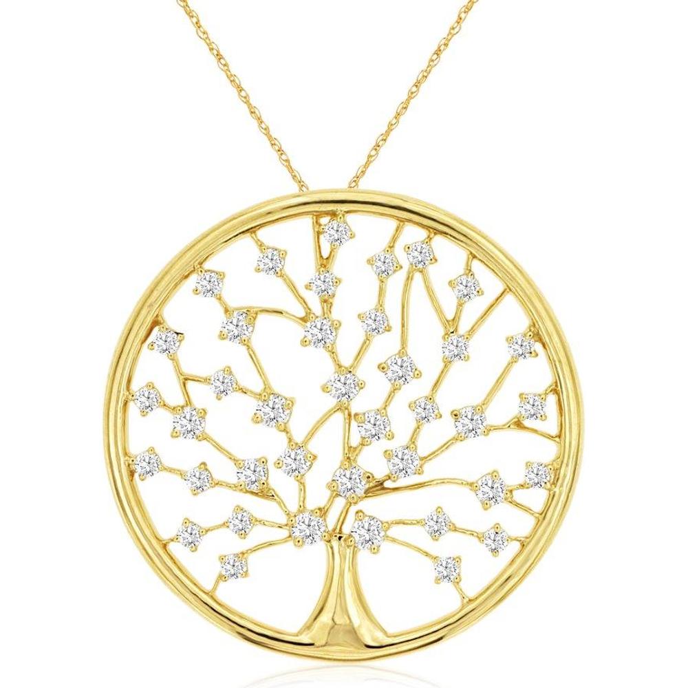 Royal 14K Yellow Gold Tree of Life Diamond Pendant - 0.48 Carat Total Diamond Weight