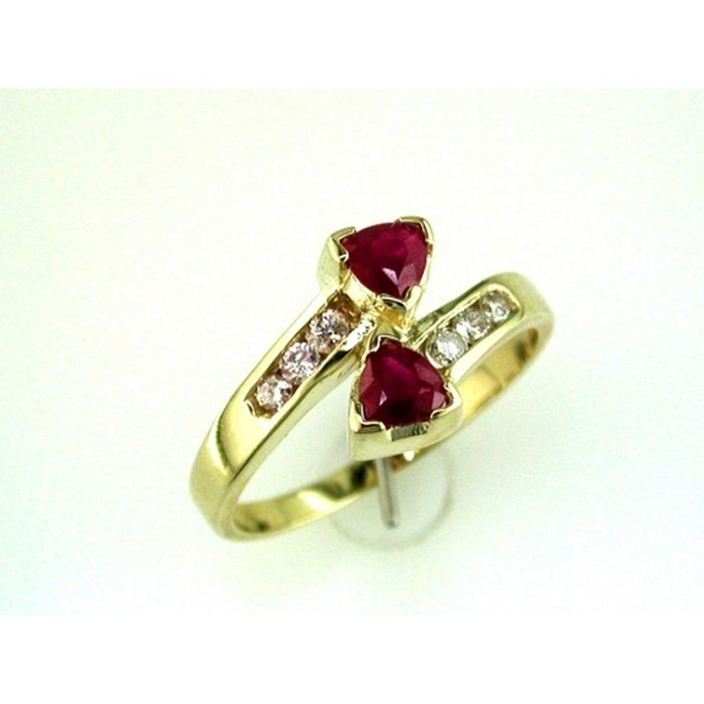 Royal 14K Yellow Gold Trillion Cut Ruby & Diamond Ring - 0.80 Carat Total Gem Weight