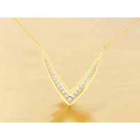 Royal 14K Yellow Gold V-Shaped Diamond Necklace - 0.30 Carats Total Diamond Weight