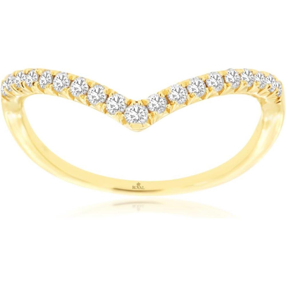Royal 14K Yellow Gold Wave-Inspired Band with 0.25 Carat Round Diamonds