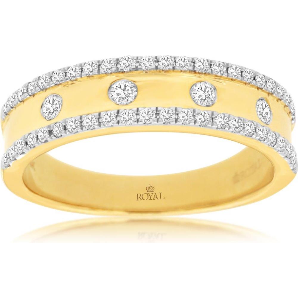 Royal 14K Yellow Gold Wedding Band with Bezel-Set Round Diamonds - 0.33 Carat Total Diamond Weight